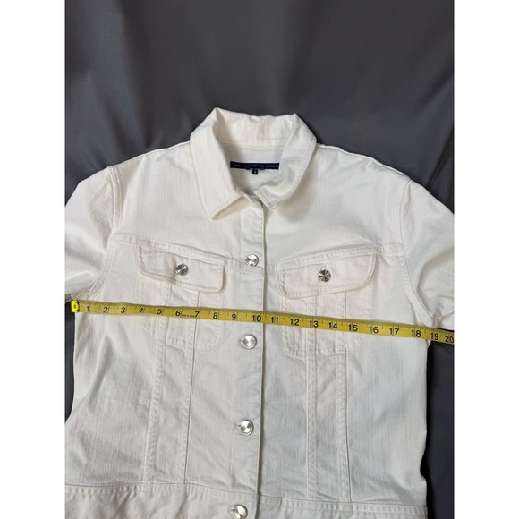Vintage 90s Ralph Lauren Sport White Denim Jacket Trucker Women's Size Large - Picture 8 of 10